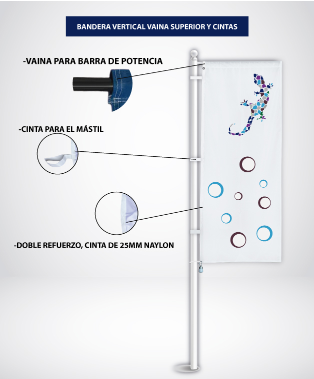Bandera Vertical Vaina Superior y Cintas 1 Bandera Vertical Vaina Superior y Cintas