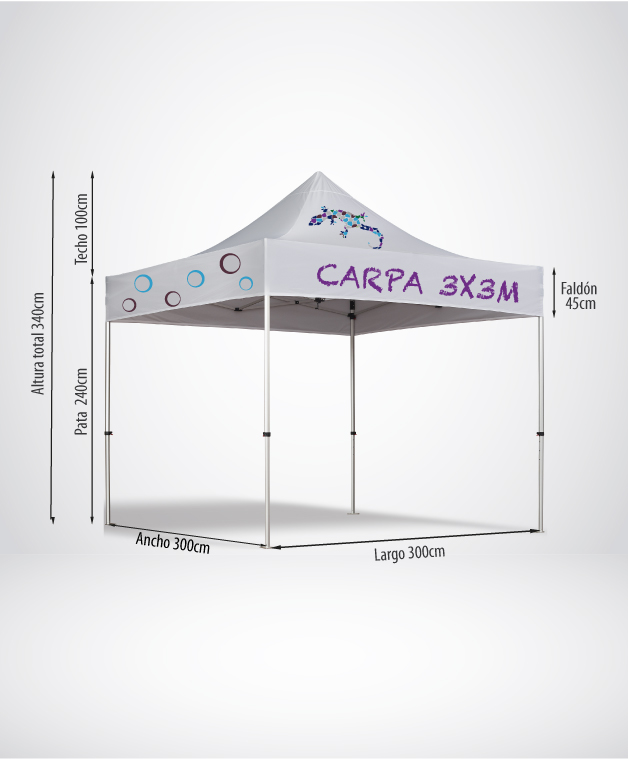 Carpa 3x3m Tela Impermeable 2 Carpa 3x3m Tela Bandera medidas